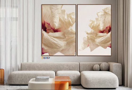 Quadro moderno com flores em movimento ao vento