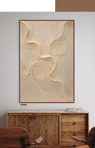 Quadro decorativo em tear com tramas em relevo